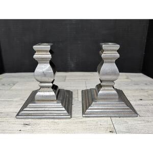 2 Candle Stick Holders 5” Unbranded Unique Shape And Heavy Metal